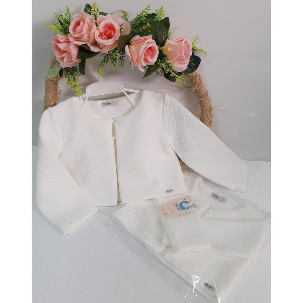 Bolero Casaco Luxo Zafielo Infantil Menina Festa Forrado 510 - Off White - TAM 3 ANOS