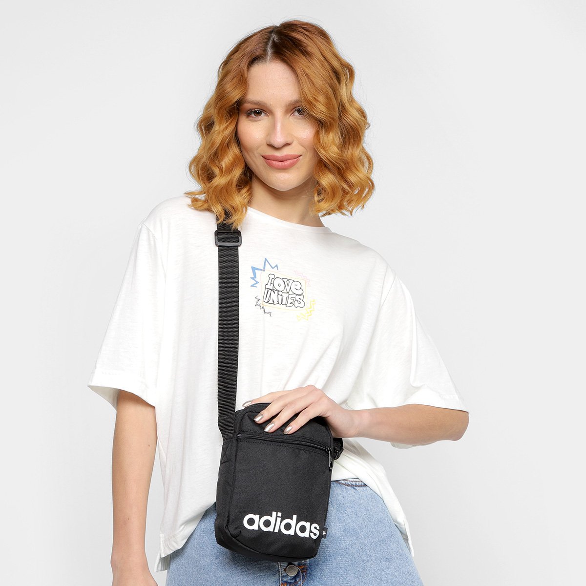 Bolsa Adidas Organizer Linear - Preto+Branco | Zattini