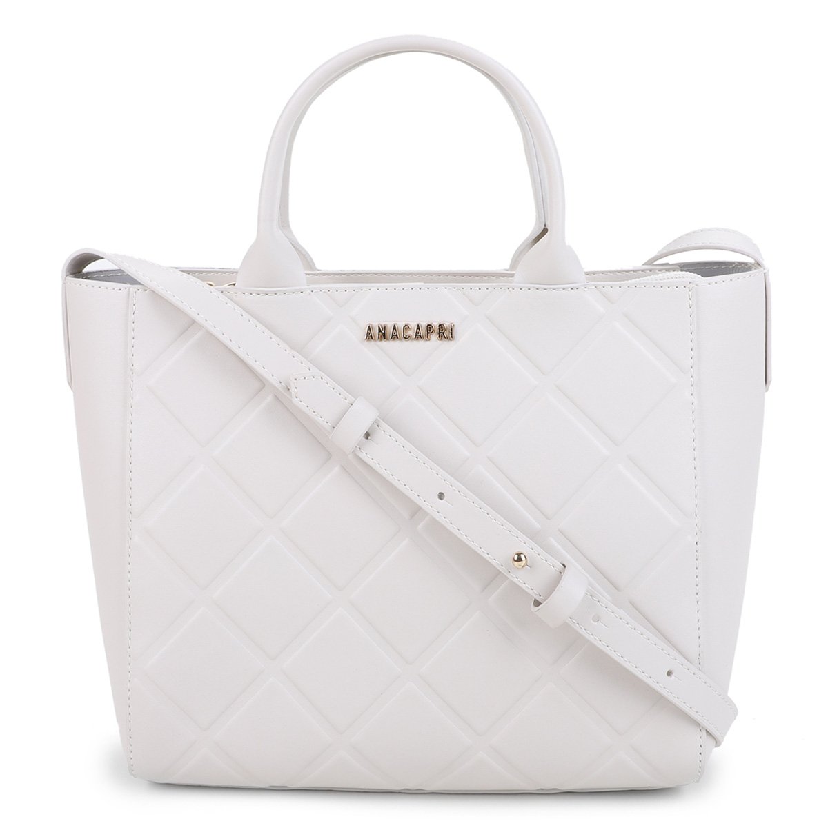 Bolsa Anacapri Tote Matelassê Pequena Feminina - Branco Menor preço em Bolsa Anacapri Tote Matelassê Pequena Feminina - Branco