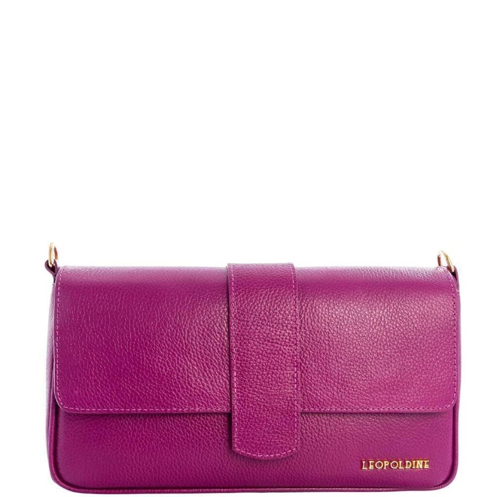Bolsa Baguete em Couro Legítimo Fúcsia com Alças Removíveis Leopoldine