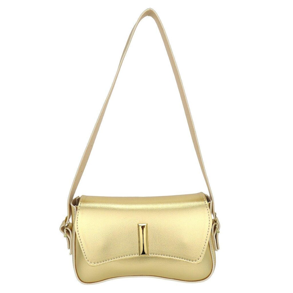 Bolsa Baguete Reta Feminina Alça de Ombro Aba Metal Moda na Estilo de Mão Balada Qualidade