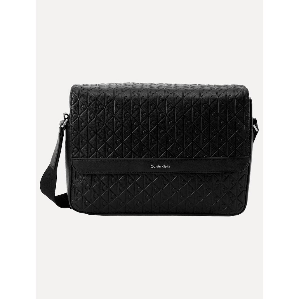 Bolsa Calvin Klein Masculina Transversal AOP CK Relevo Preta