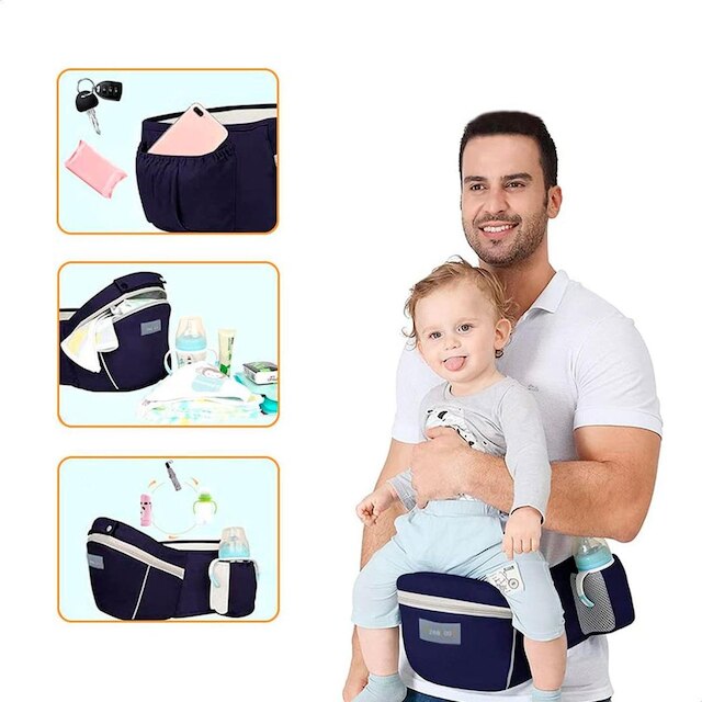 Bolsa Canguru Ergonômico Bebê Mãe Premium 4 Em 1 (Azul Marinho) U AZUL MARINHO UNICA