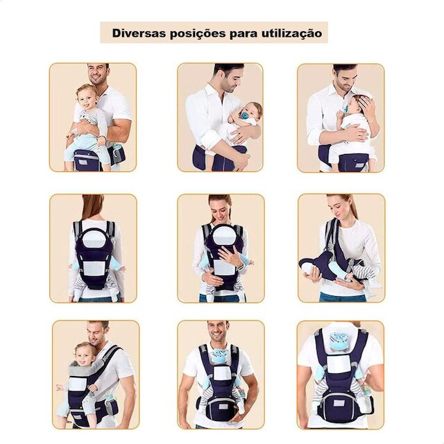 Bolsa Canguru Ergonômico Bebê Mãe Premium 4 Em 1 (Azul Marinho) U AZUL MARINHO UNICA