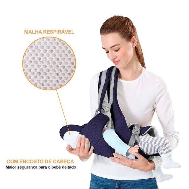 Bolsa Canguru Ergonômico Bebê Mãe Premium 4 Em 1 (Azul Marinho) U AZUL MARINHO UNICA