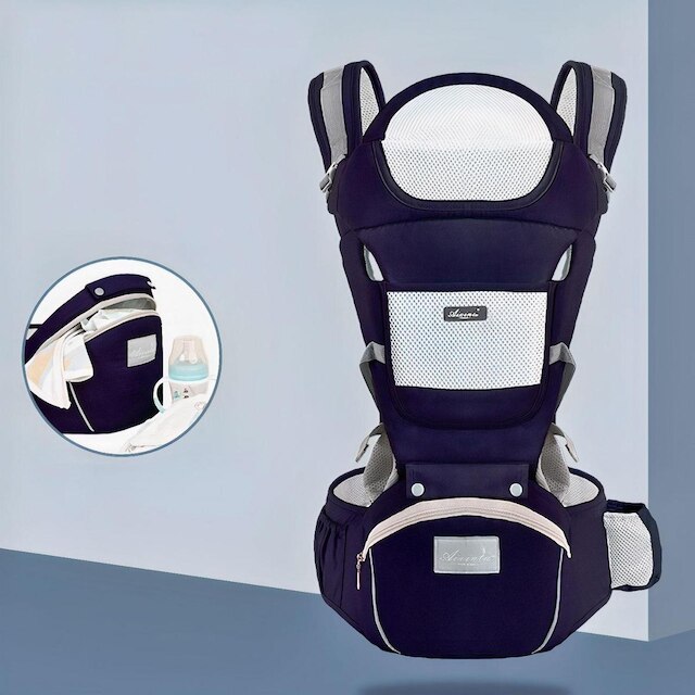 Bolsa Canguru Ergonômico Bebê Mãe Premium 4 Em 1 (Azul Marinho) U AZUL MARINHO UNICA