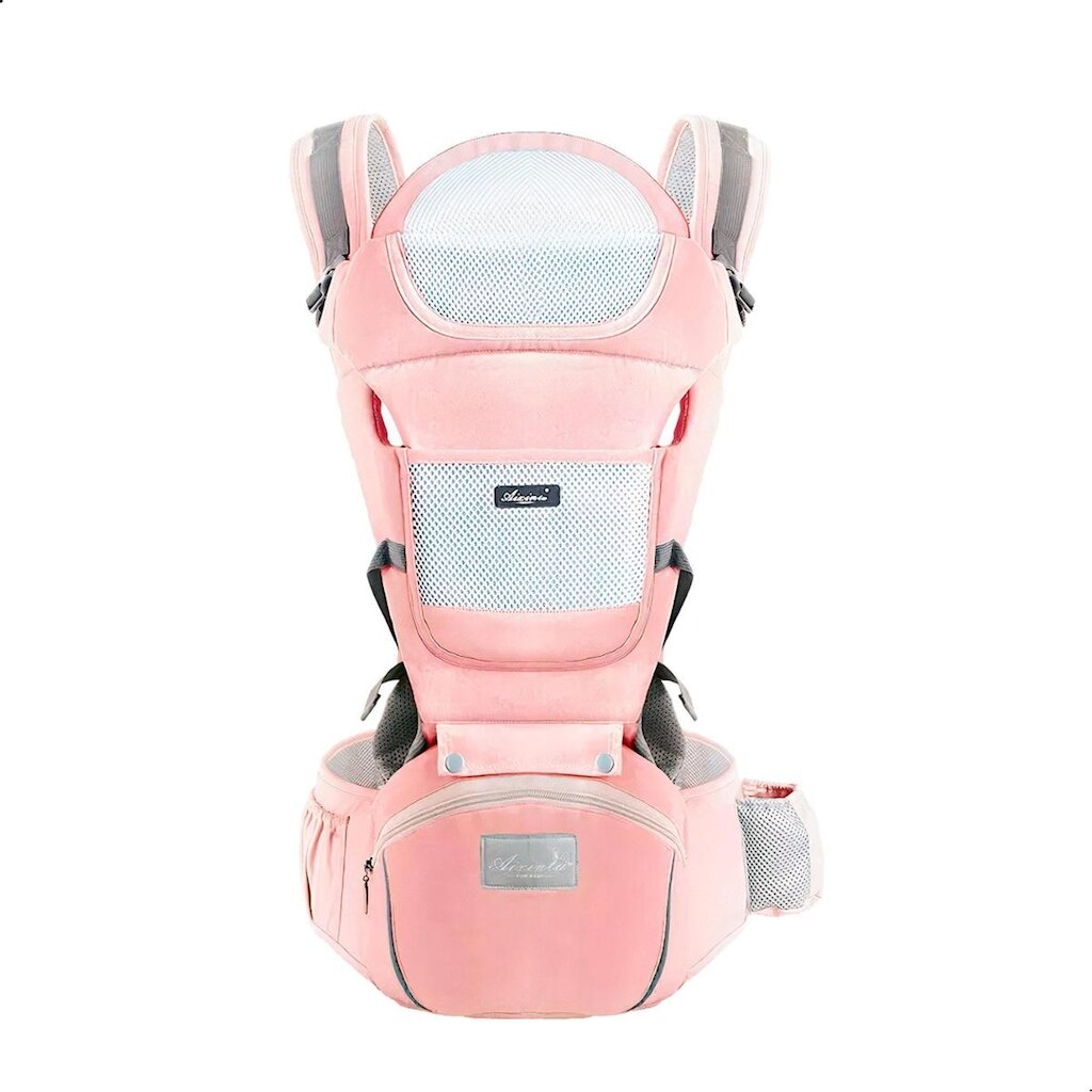 Bolsa Canguru Ergonômico Bebê Mãe Premium 4 Em 1 (Rosa) U ROSA UNICA