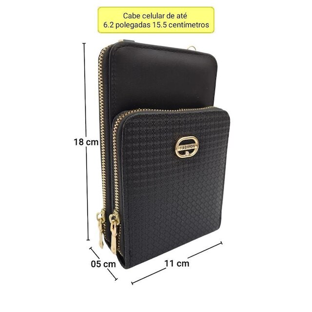 Bolsa Carteira Feminina Transversal Tiracolo Compacta Porta Objetos Pequena Praticidade Elegante