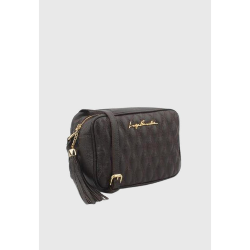 Bolsa Clássica Couro com Alça Regulável Café Luiza Barcelos