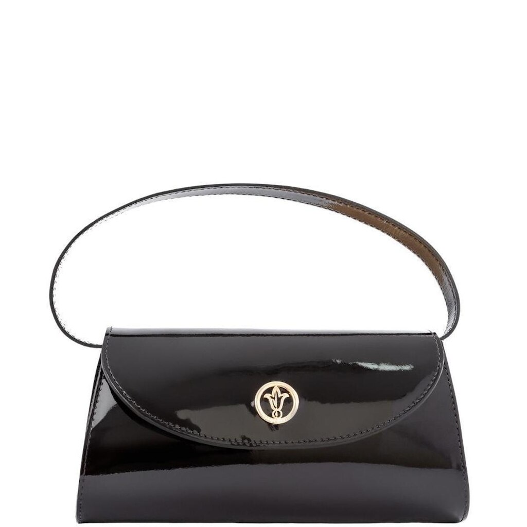 Bolsa Clutch Verniz Preta em Couro Legítimo com Alça Removível Leopoldine