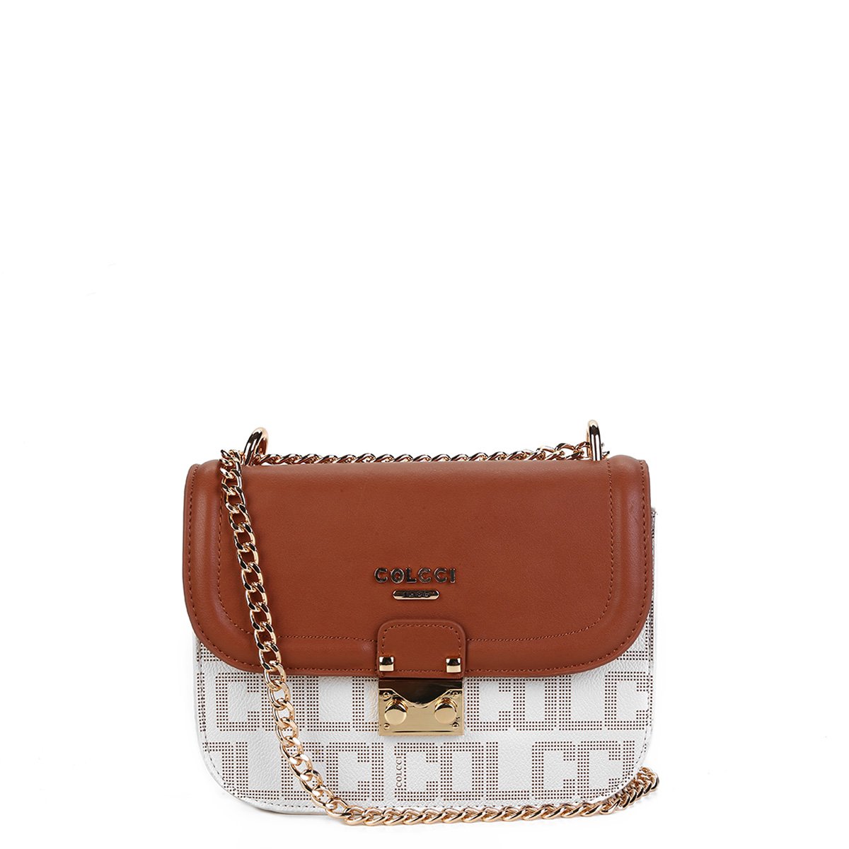 Bolsa Colcci Mini Bag Monograma Alça Corrente Feminina - Branco Menor preço em Bolsa Colcci Mini Bag Monograma Alça Corrente Feminina - Branco