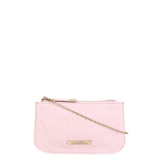 Bolsa Colcci Mini Bag Tiracolo Alça Corrente Placa Feminina - Rosa Claro