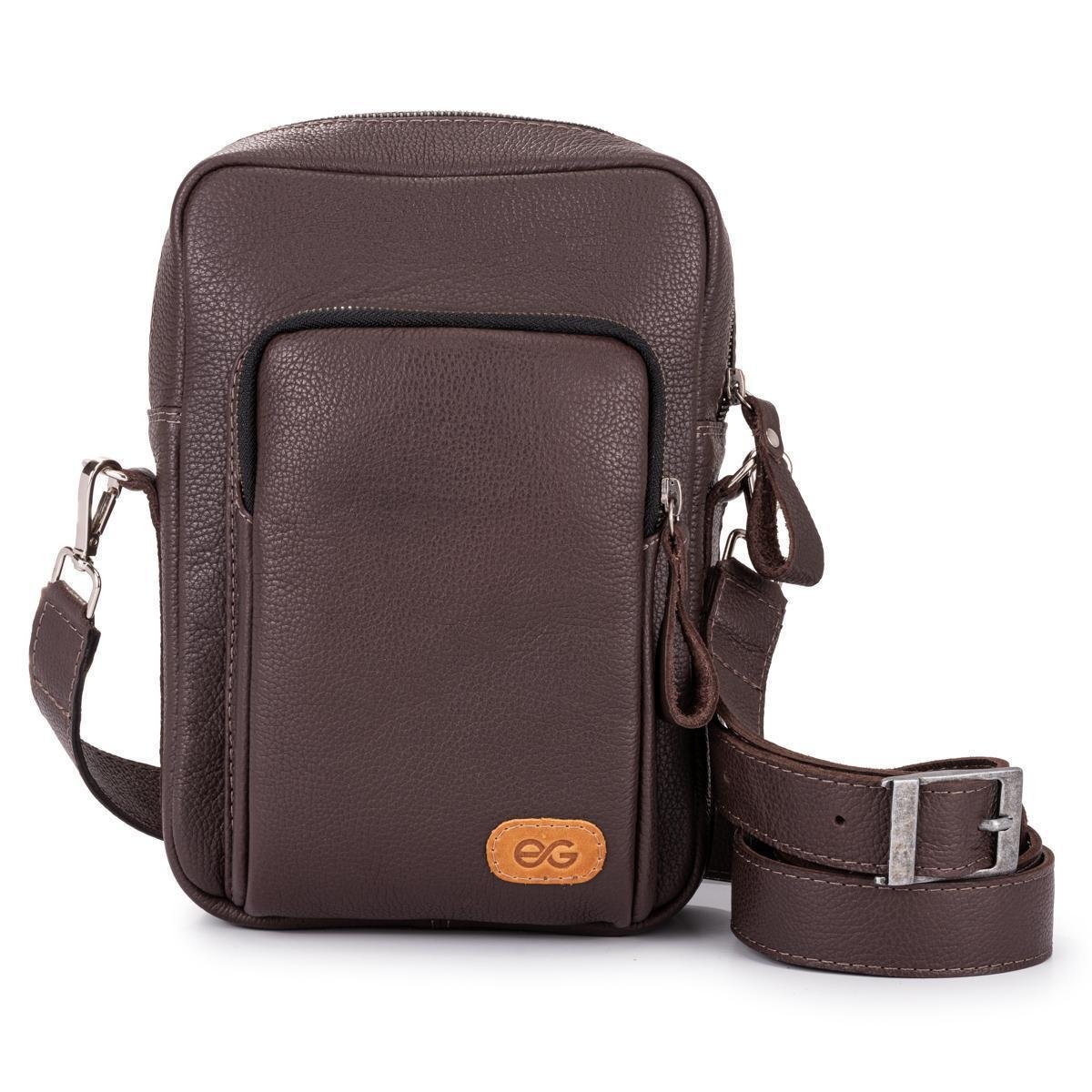 Bolsa Compacta Shoulder Bag Couro Legítimo Transversal - Marrom Escuro Menor preço em Bolsa Compacta Shoulder Bag Couro Legítimo Transversal - Marrom Escuro
