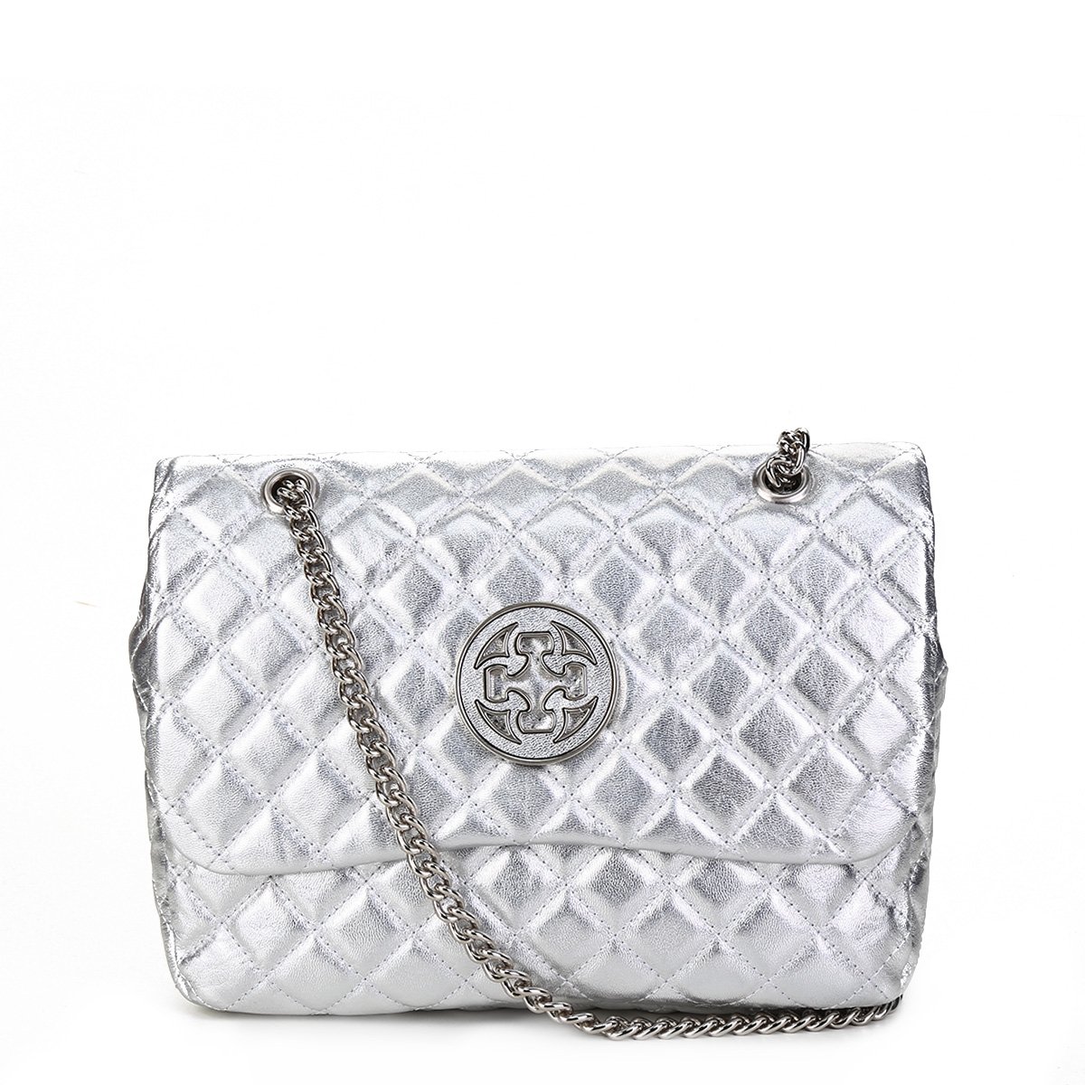 Bolsa Couro Capodarte Flap Matelassê Metalizada Feminina - Prata | Zattini