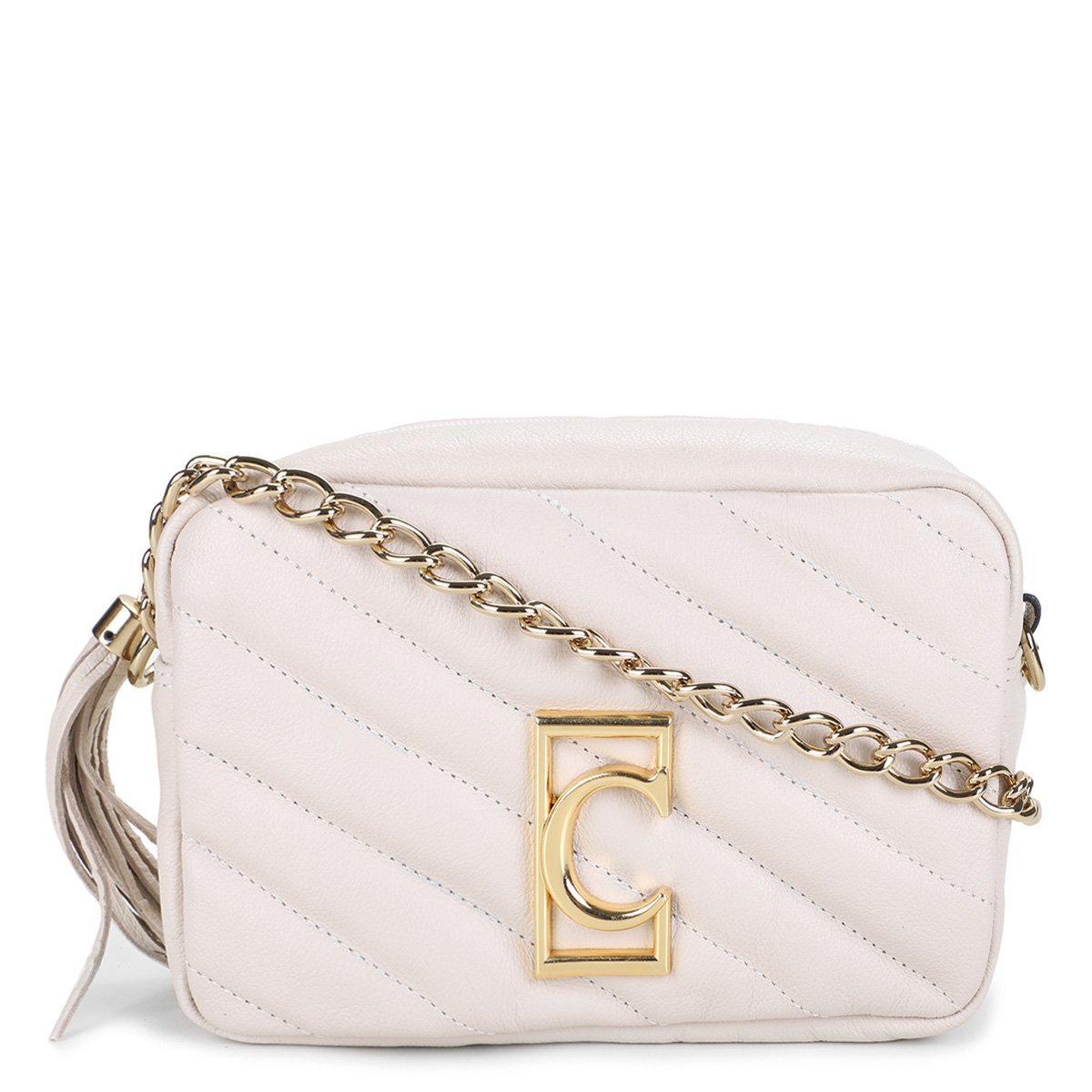 Bolsa Couro Cecconello Mini Bag Matelassê Alça Corrente Feminina - Off White Menor preço em Bolsa Couro Cecconello Mini Bag Matelassê Alça Corrente Feminina - Off White