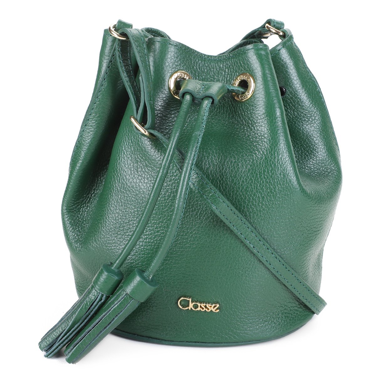 Bolsa Couro Classe Couro Bucket Feminina - Verde Menor preço em Bolsa Couro Classe Couro Bucket Feminina - Verde