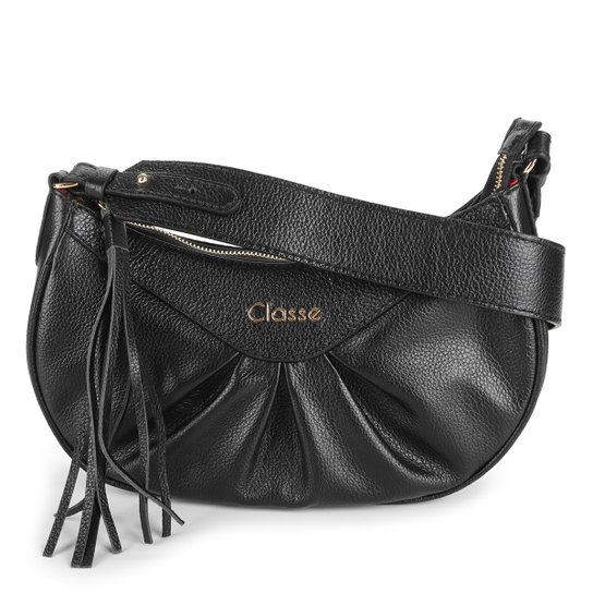 Bolsa Couro Classe Couro Transversal Feminina - Preto
