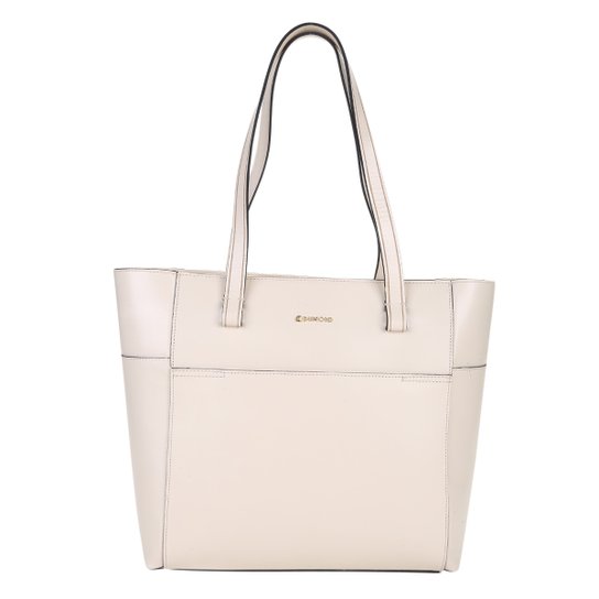 Bolsa Couro Dumond Shopper Recortes Minimalista Feminina - Bege