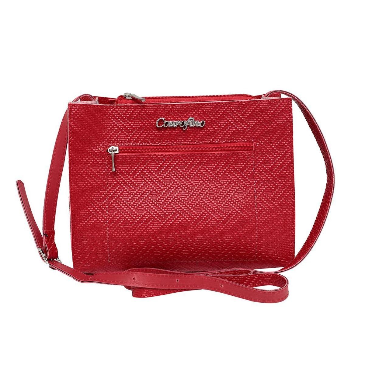 BOLSA COURO FINO PEQUENA COM ZÍPER FRONTAL E ALÇA REGULÁVEL - Vermelho Menor preço em BOLSA COURO FINO PEQUENA COM ZÍPER FRONTAL E ALÇA REGULÁVEL - Vermelho