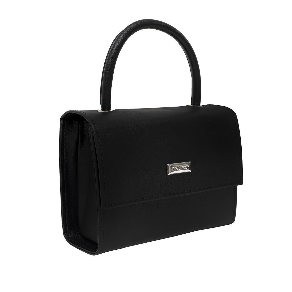 BOLSA COURO FINO PEQUENA DE MÃO COM ABOTOADURA DE PRESSÃO - Preto Menor preço em BOLSA COURO FINO PEQUENA DE MÃO COM ABOTOADURA DE PRESSÃO - Preto