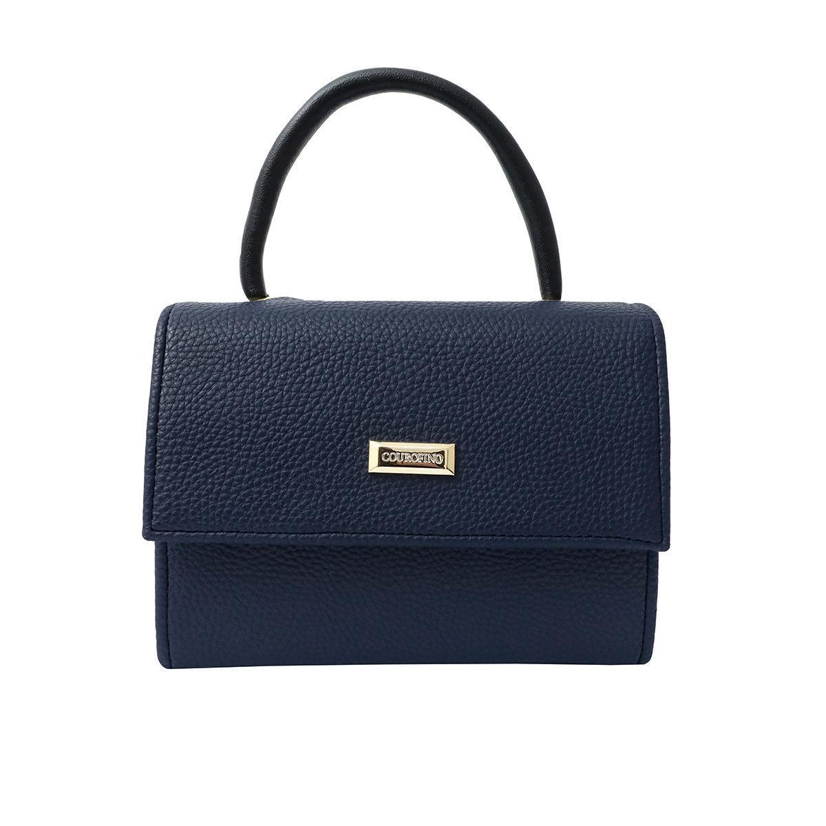 BOLSA COURO FINO PEQUENA DE MÃO COM ABOTOADURA DE PRESSÃO - Azul Menor preço em BOLSA COURO FINO PEQUENA DE MÃO COM ABOTOADURA DE PRESSÃO - Azul