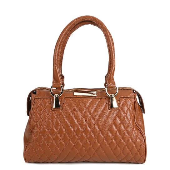 Bolsa Couro Jorge Bischoff Baú Matelassê Feminina - Caramelo
