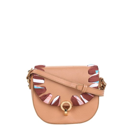 Bolsa Couro Jorge Bischoff Mini Bag Lenço Feminina - Caramelo