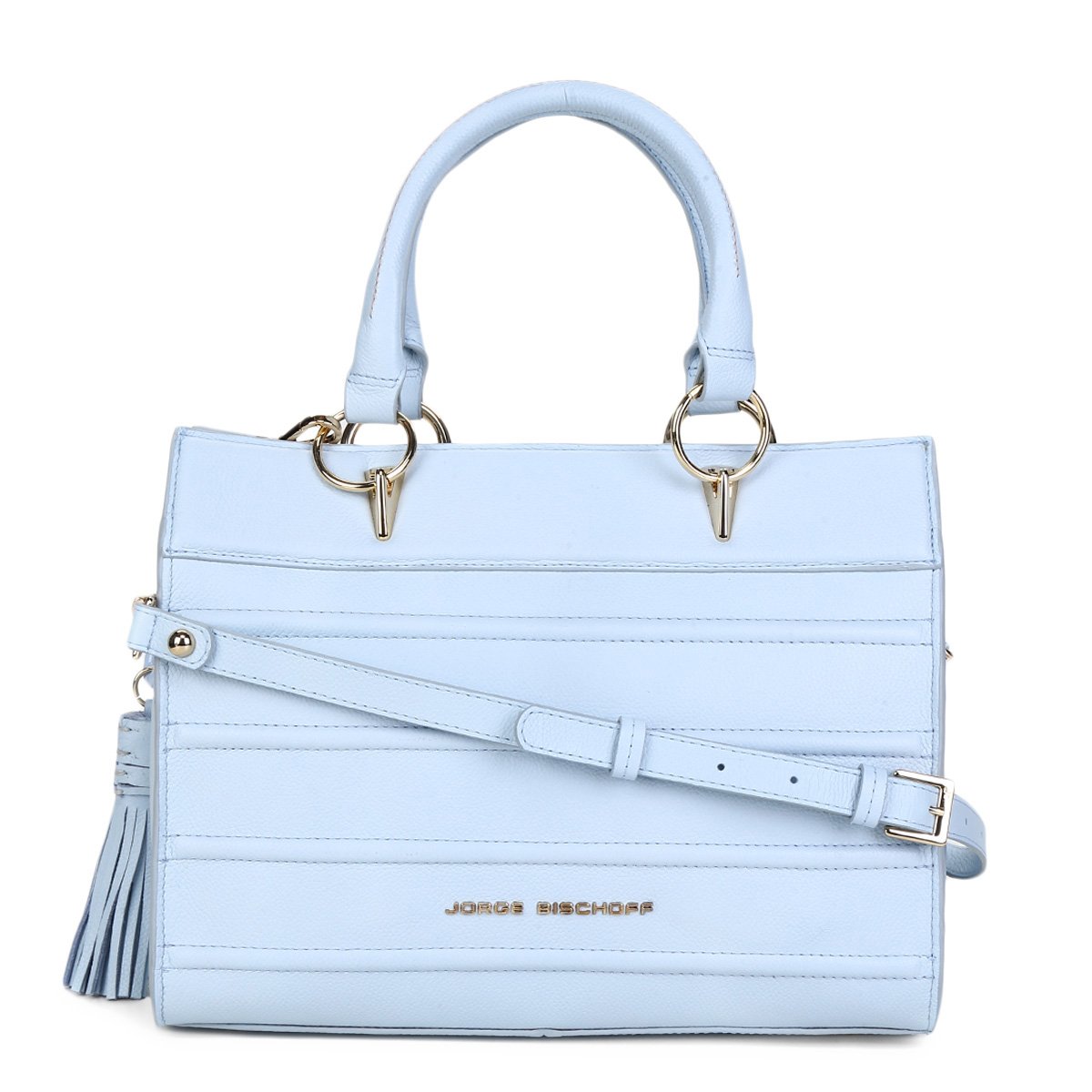 Bolsa Couro Jorge Bischoff Shopper Estruturada Com Bag Charm Feminina - Azul  Claro | Zattini