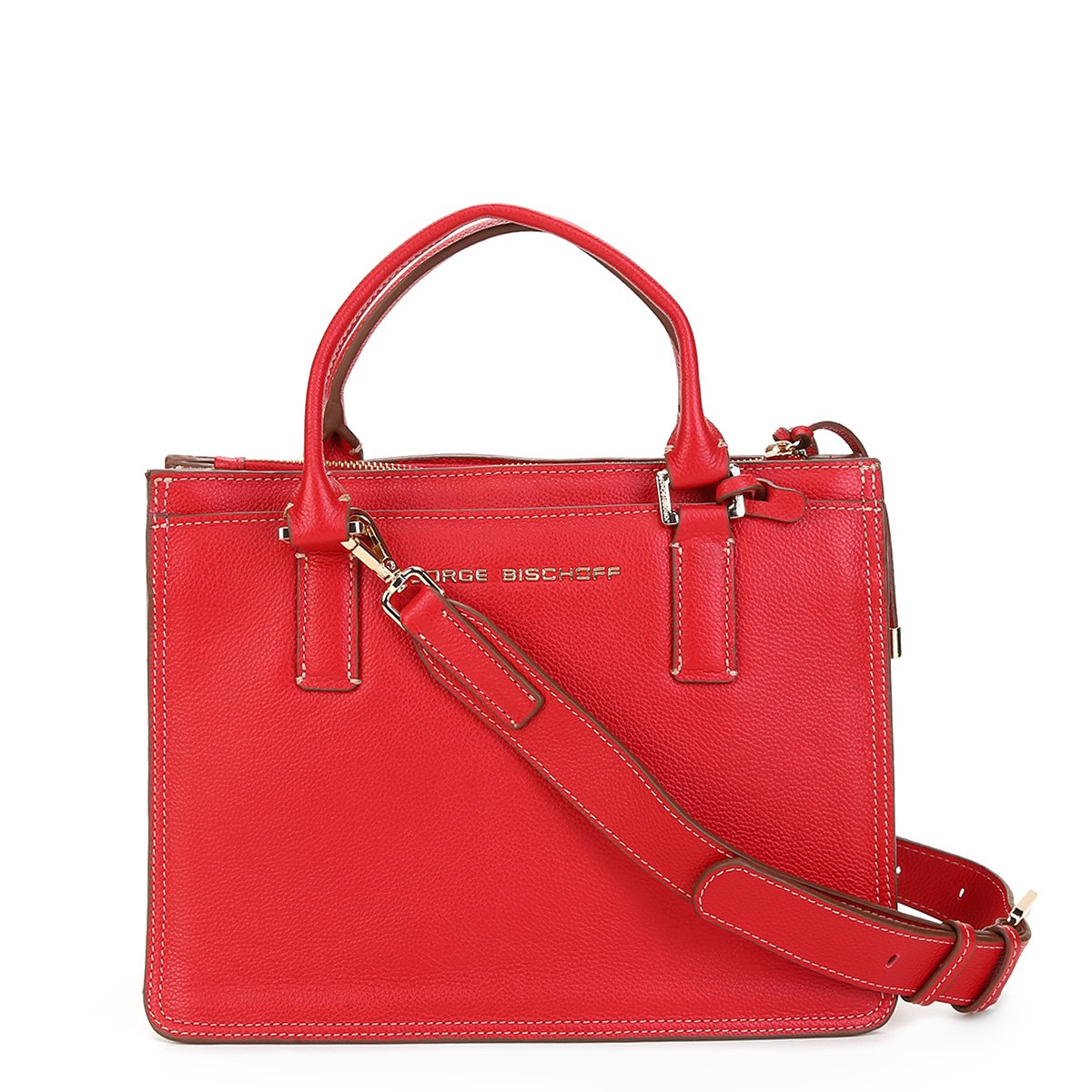 Bolsa Couro Jorge Bischoff Shopper Floter Feminina - Vermelho Menor preço em Bolsa Couro Jorge Bischoff Shopper Floter Feminina - Vermelho
