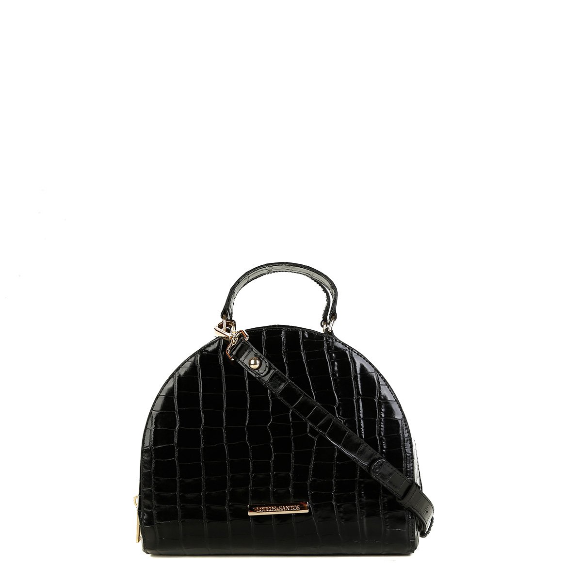 Bolsa Couro Loucos & Santos Croco Transversal Feminina - Preto Menor preço em Bolsa Couro Loucos & Santos Croco Transversal Feminina - Preto
