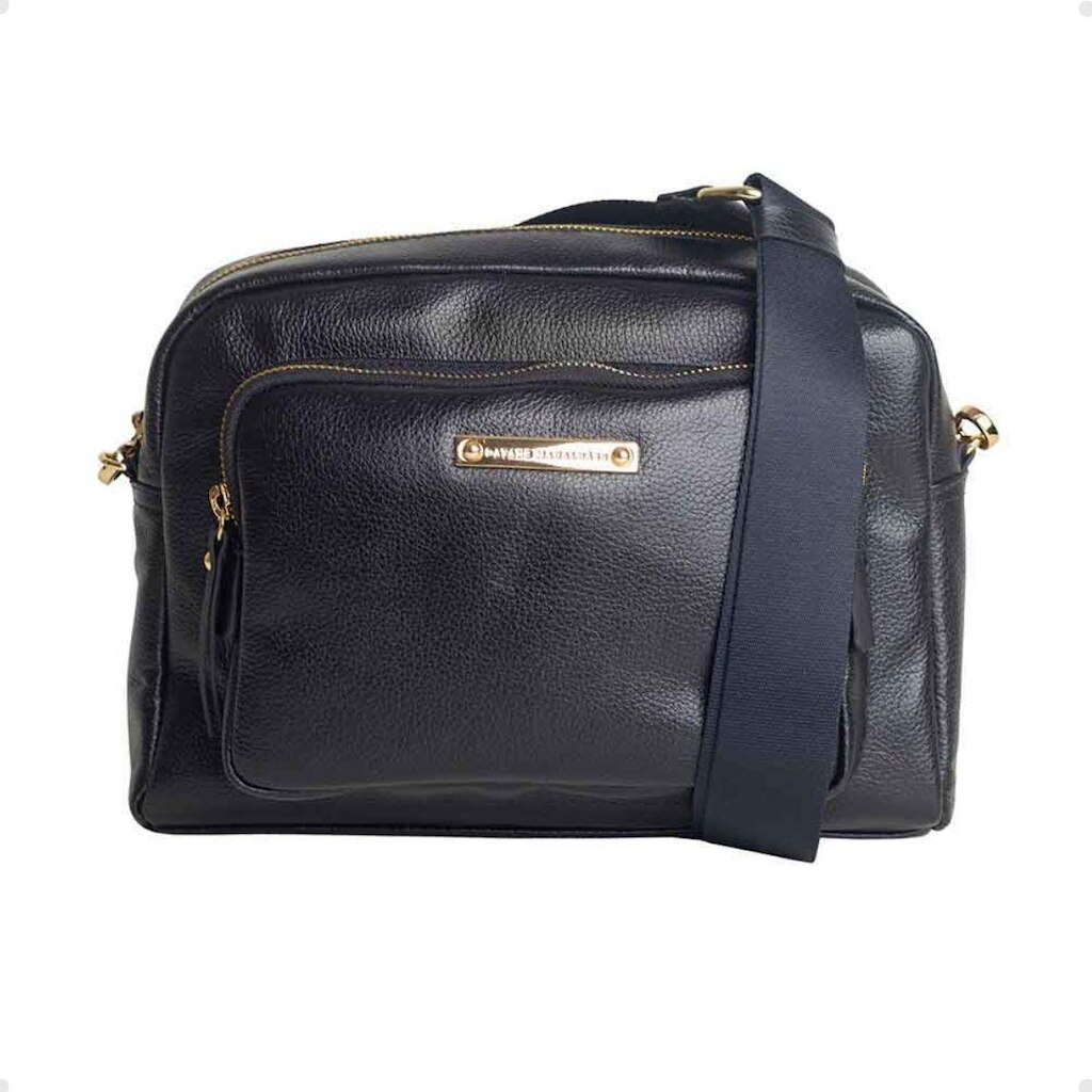 BOLSA COURO MÉDIA TRANSVERSAL DAYANE MAGALHÃES PRETA