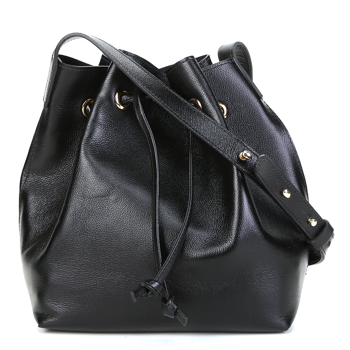 Bolsa Couro Shoestock Bucket Lisa Feminina - Preto Menor preço em Bolsa Couro Shoestock Bucket Lisa Feminina - Preto