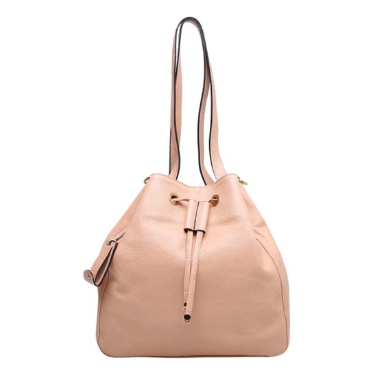 Bolsa Couro Shoestock Saco Alça Dupla Feminina - Nude
