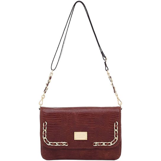 Bolsa Couro Smartbag Transversal Lagarto - Caramelo