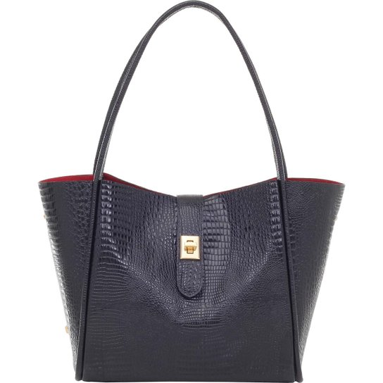 Bolsa Couro Tiracolo Lagarto - Preto