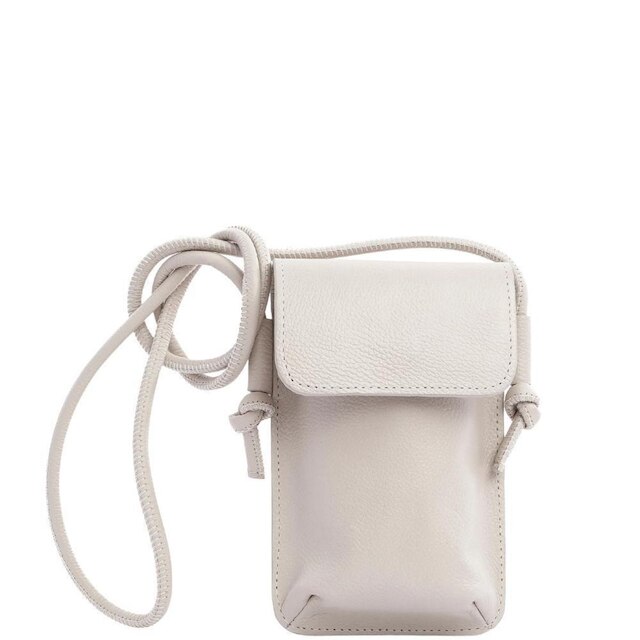 Bolsa Crossbody Feminina Leopoldine Off White Couro Legítimo com Alça Ajustável e Bolso Traseiro