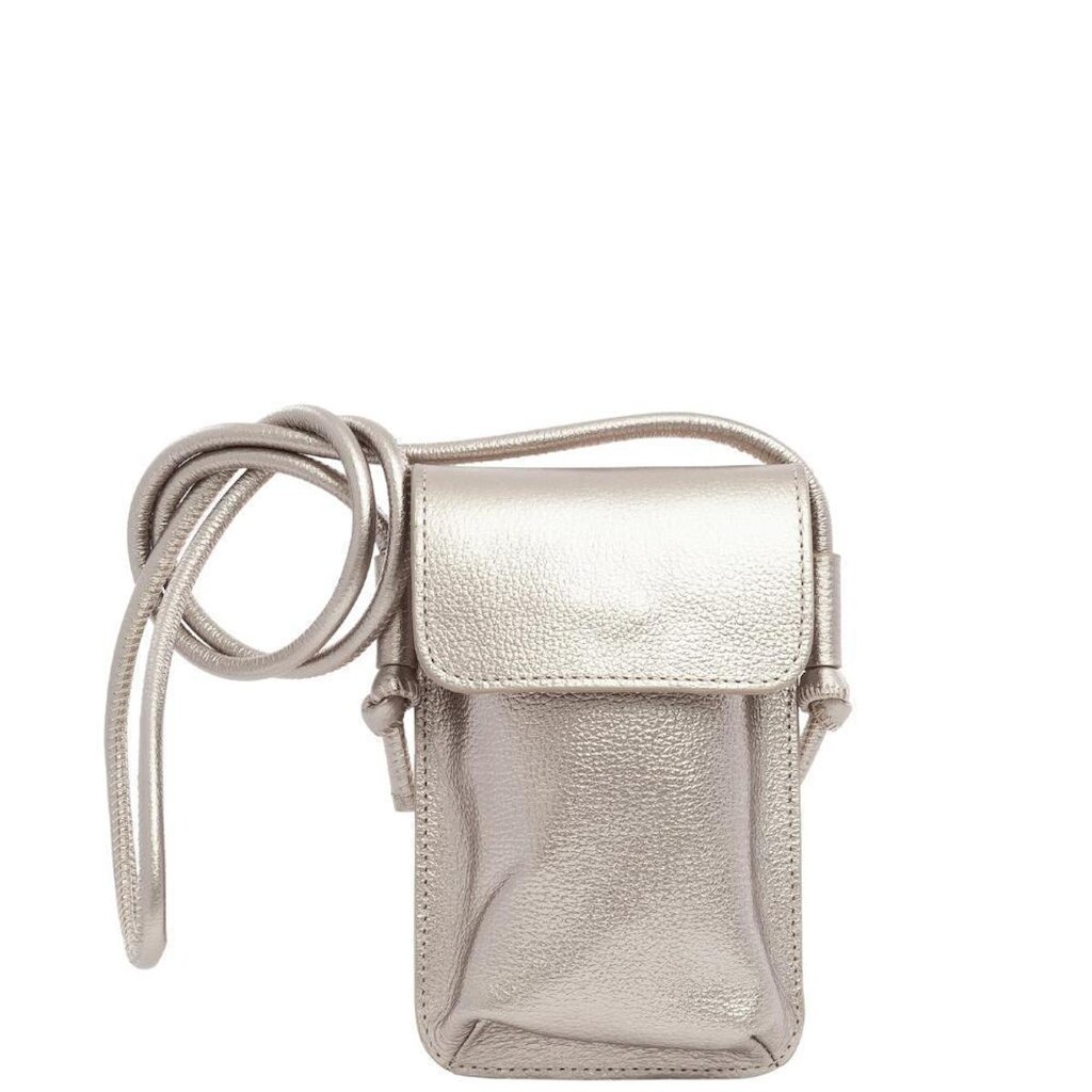 Bolsa Crossbody Leopoldine Prata Velho em Couro Legítimo com Bolso Externo