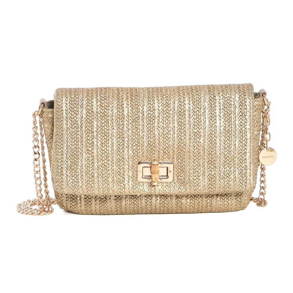 Bolsa Crossbody Via Marte Tramada Ráfia Feminina