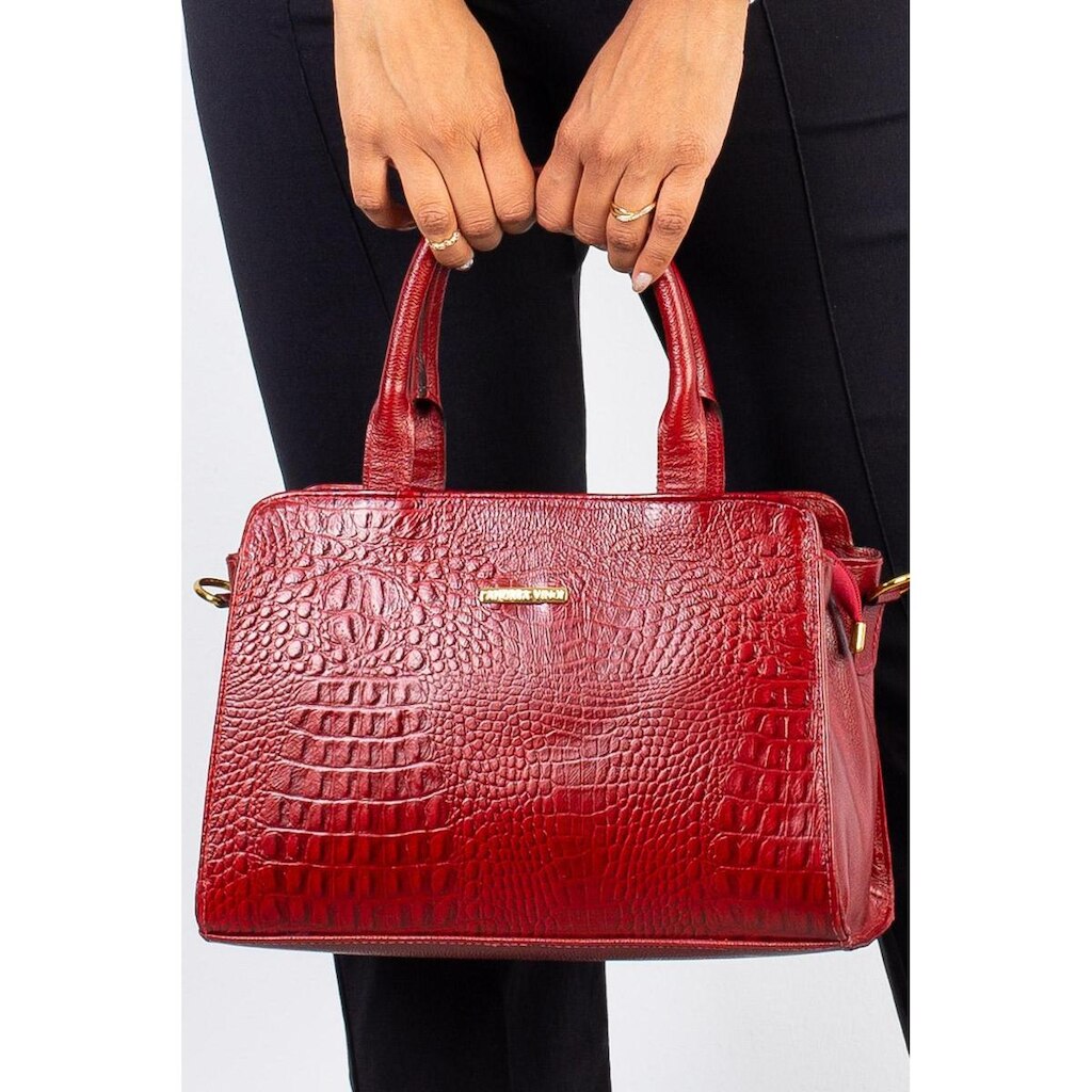 Bolsa de couro croco estruturada Emili