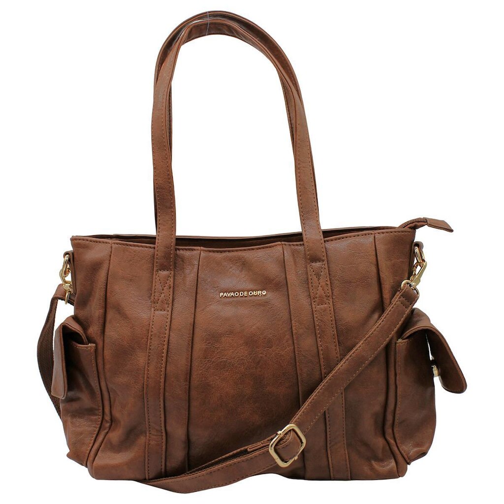 Bolsa De Ombro Pavão De Ouro Bolsos Laterais Feminina