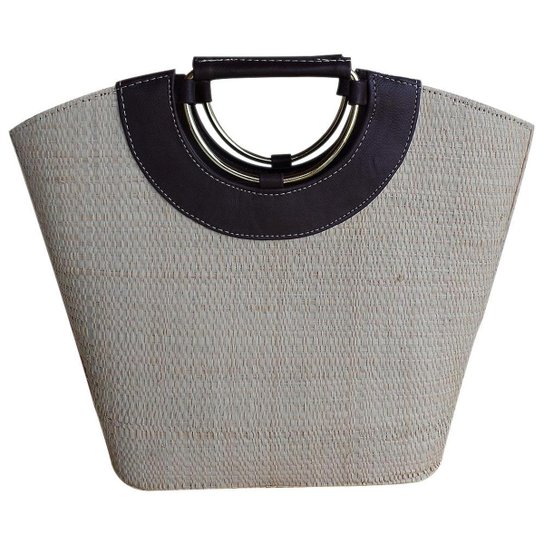 Bolsa de Palha Artestore Buriti com Alça de Metal Praia - Bege