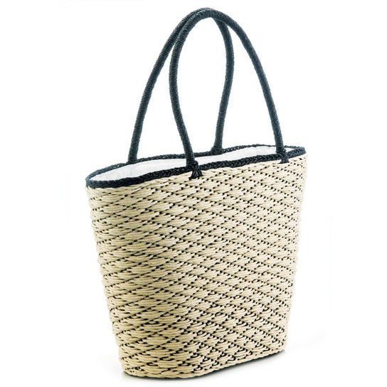 Bolsa de Palha Manly Entrelaçada Feminina - Bege