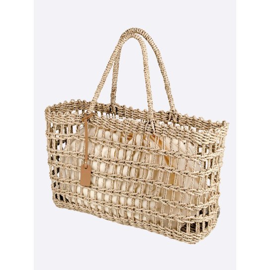 Bolsa de Palha Trançada com Forro Manly