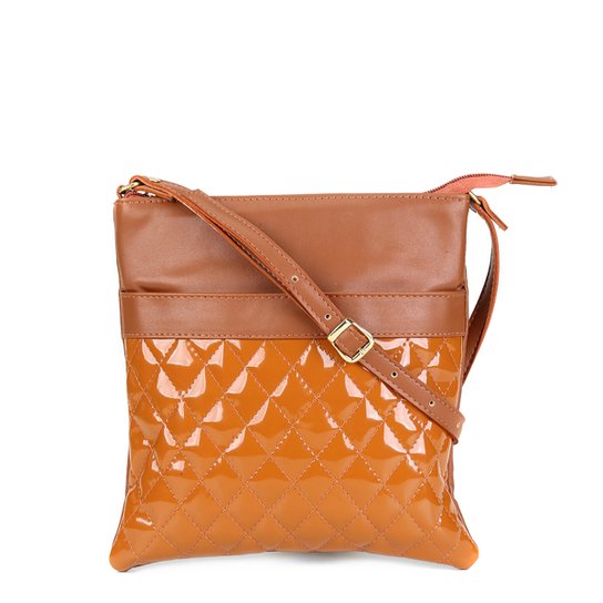 Bolsa Dergham Mini Bag Transversal Matelassê Feminina - Caramelo