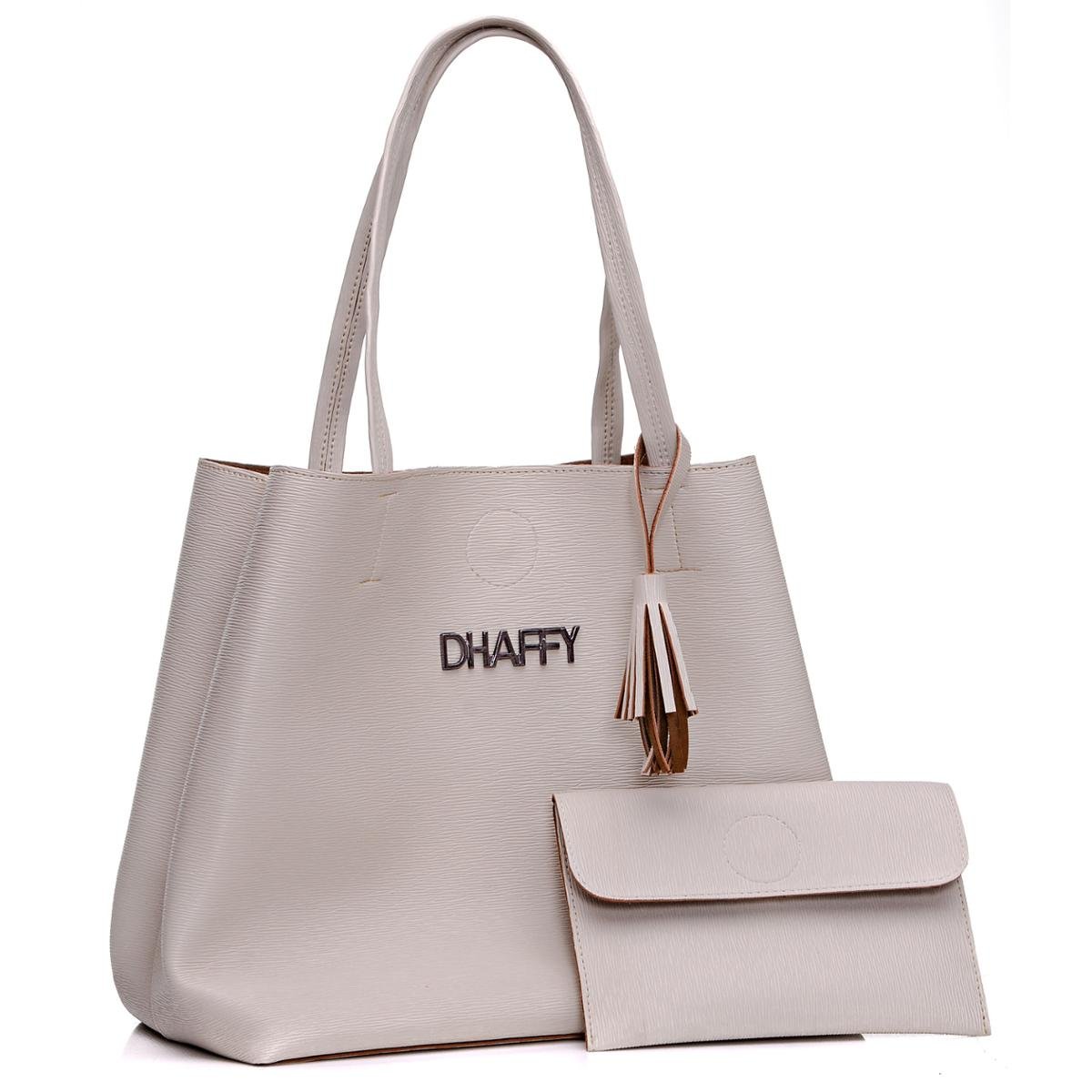 Bolsa Dhaffy Saco + Necessaire Feminina - Branco Menor preço em Bolsa Dhaffy Saco + Necessaire Feminina - Branco