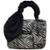 Bolsa em Couro Pelo Zebra Cindy Com Lenço Preto Cecconello - Zebra