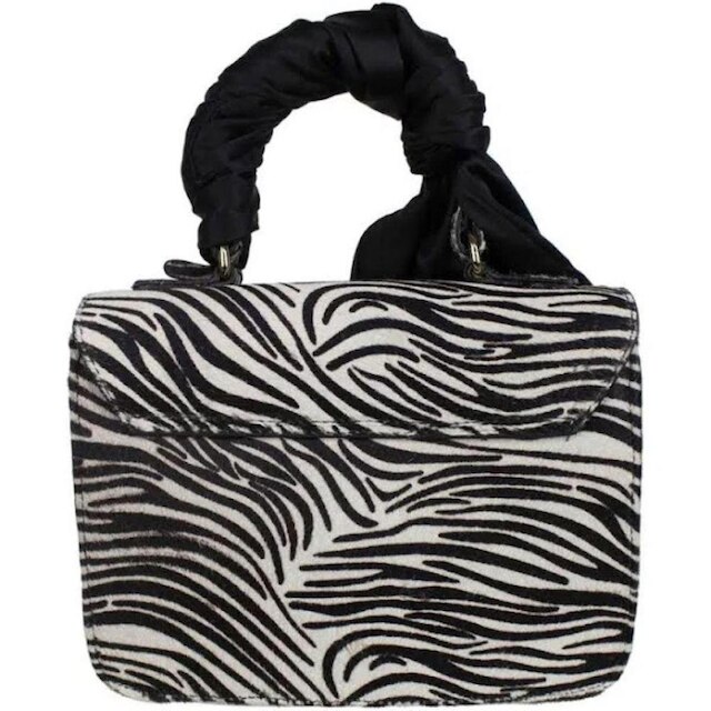 Bolsa em Couro Pelo Zebra Cindy Com Lenço Preto Cecconello