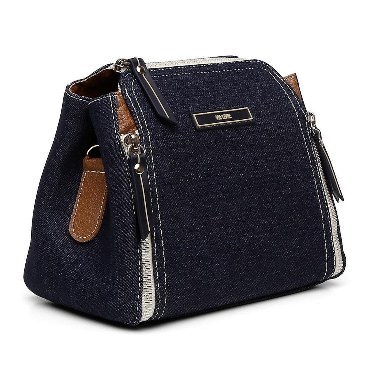 Bolsa Em Lona Feminina Transversal Moderna Elegante - Azul+Marinho Menor preço em Bolsa Em Lona Feminina Transversal Moderna Elegante - Azul+Marinho
