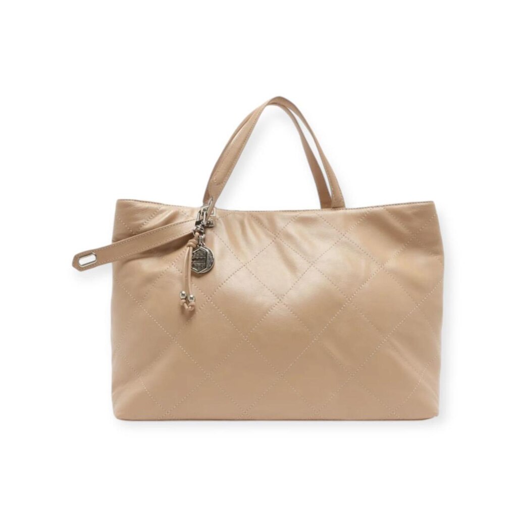 Bolsa Feminina Arezzo Couro Shopping Grande Creme