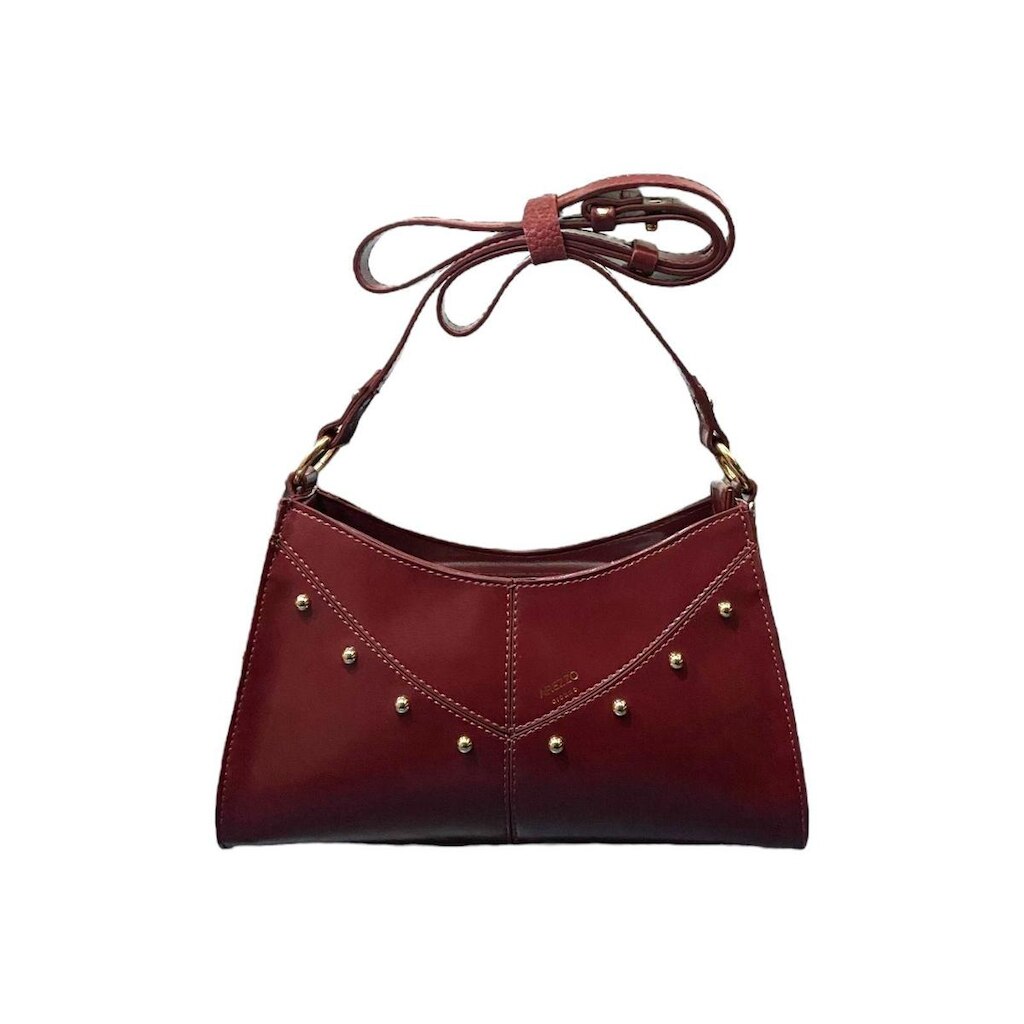 Bolsa Feminina Arezzo Hobo Rebites Transversal Media Vinho